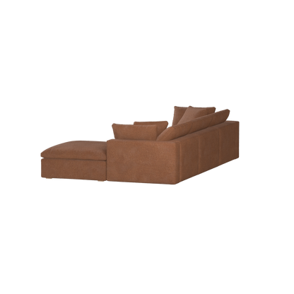 Canapé d'angle modulaire trois places Ari avec personnalisation complète du tissu