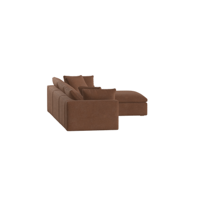 Canapé d'angle modulaire trois places Ari avec personnalisation complète du tissu