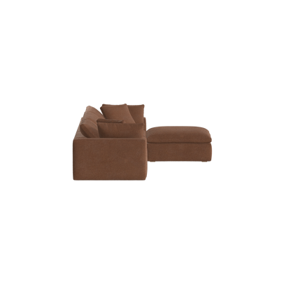 Canapé d'angle modulaire trois places Ari avec personnalisation complète du tissu