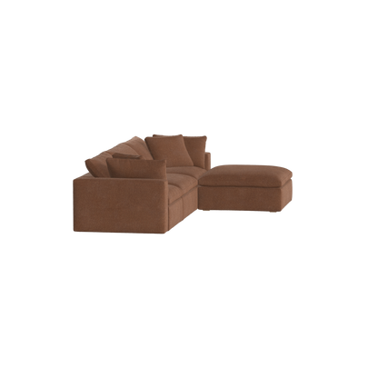 Canapé d'angle modulaire trois places Ari avec personnalisation complète du tissu