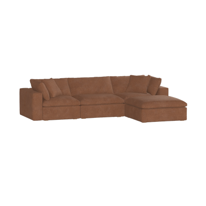 Canapé d'angle modulaire trois places Ari avec personnalisation complète du tissu