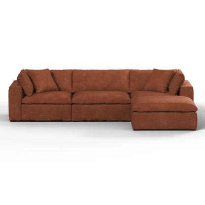 Canapé d'angle modulaire trois places Ari avec personnalisation complète du tissu