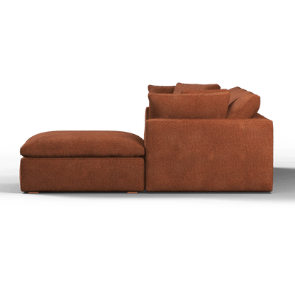 Canapé d'angle modulaire trois places Ari avec personnalisation complète du tissu