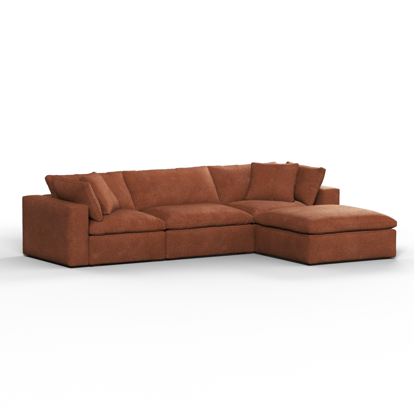 Canapé d'angle modulaire trois places Ari avec personnalisation complète du tissu
