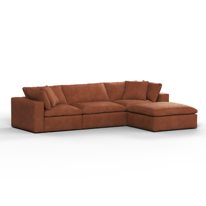 Canapé d'angle modulaire trois places Ari avec personnalisation complète du tissu