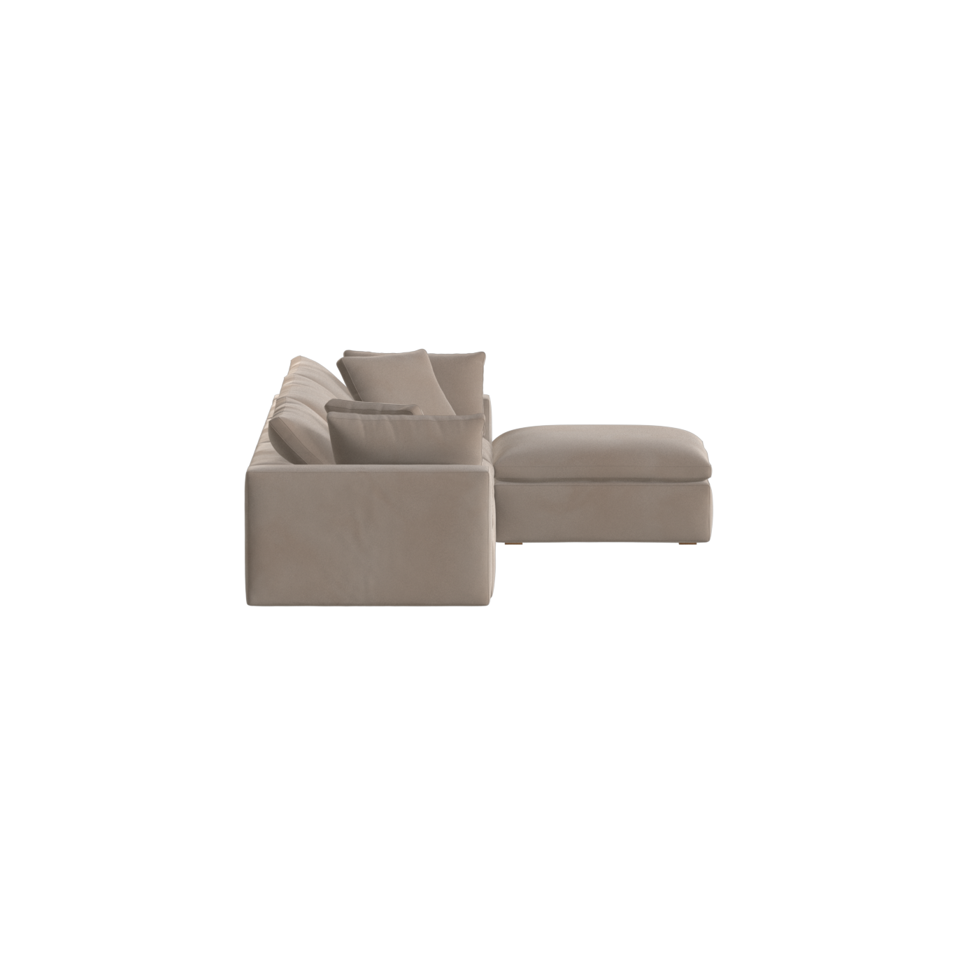 Canapé d'angle modulaire trois places Ari avec personnalisation complète du tissu