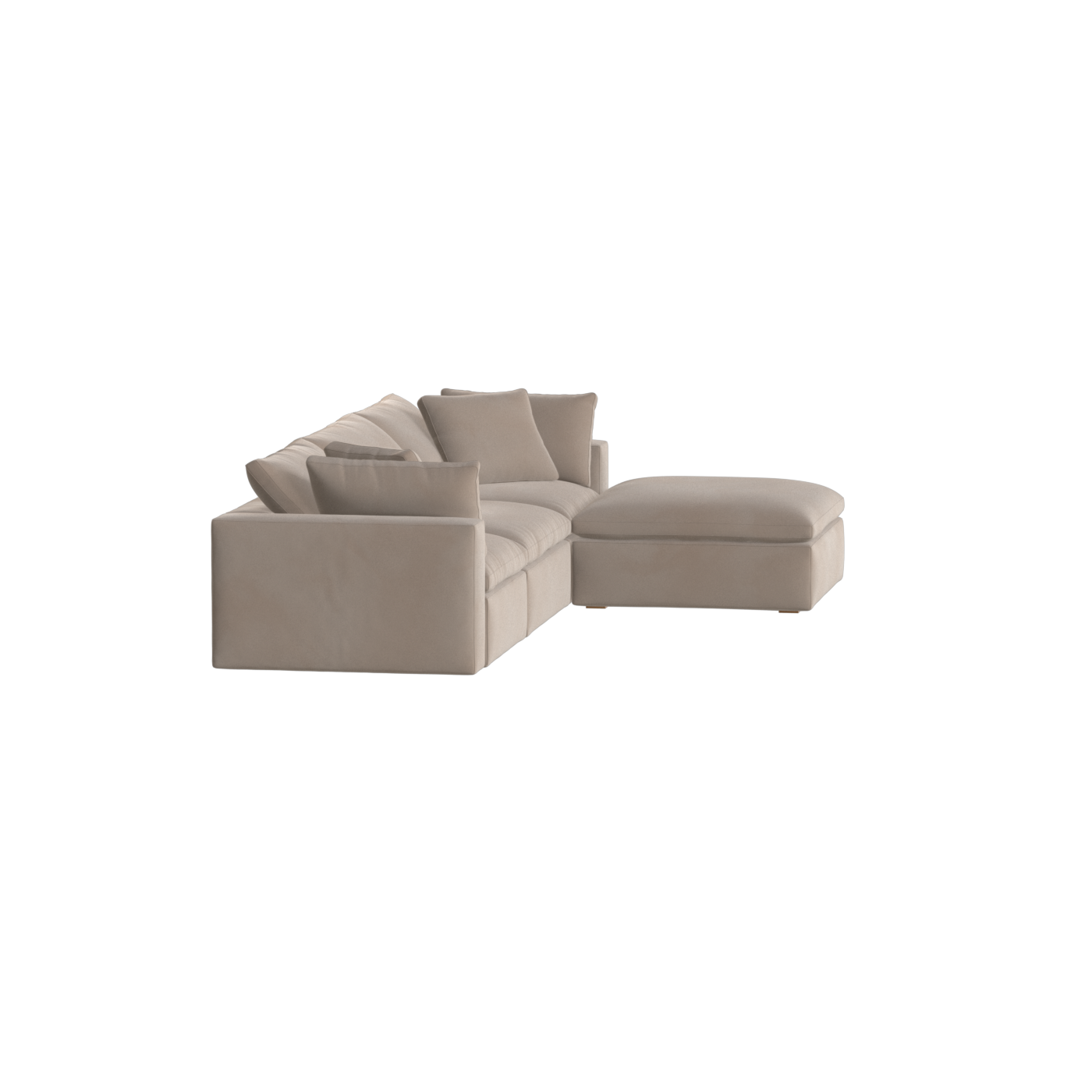 Canapé d'angle modulaire trois places Ari avec personnalisation complète du tissu