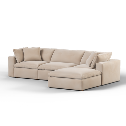 Canapé d'angle modulaire trois places Ari avec personnalisation complète du tissu