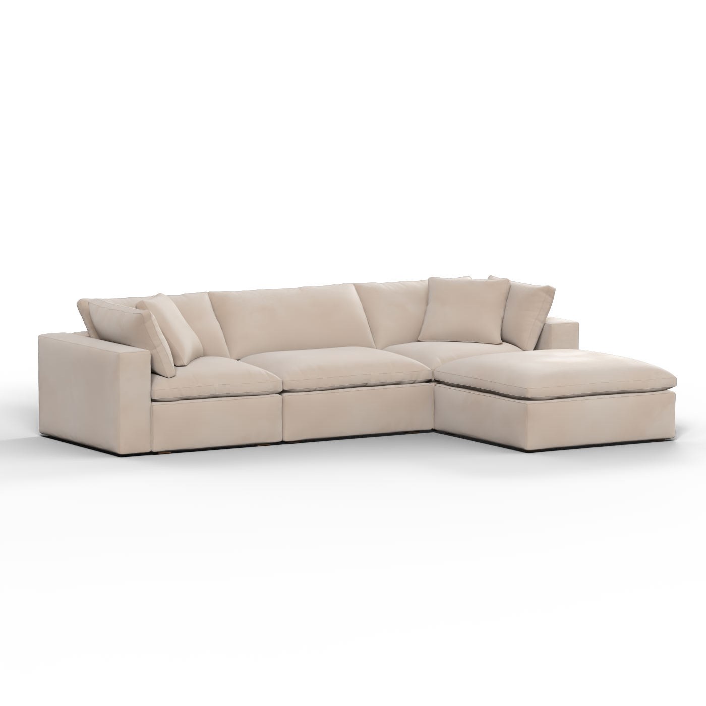 Canapé d'angle modulaire trois places Ari avec personnalisation complète du tissu