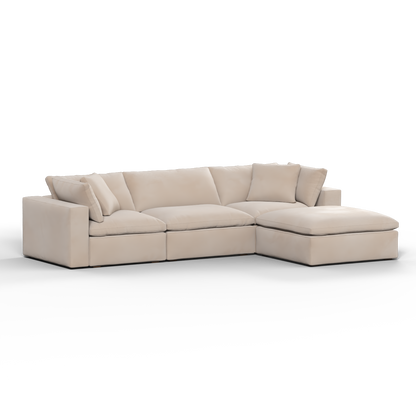 Canapé d'angle modulaire trois places Ari avec personnalisation complète du tissu