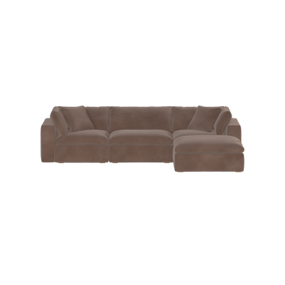 Canapé d'angle modulaire trois places Ari avec personnalisation complète du tissu