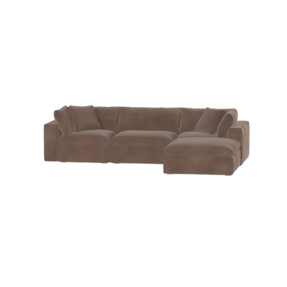 Canapé d'angle modulaire trois places Ari avec personnalisation complète du tissu