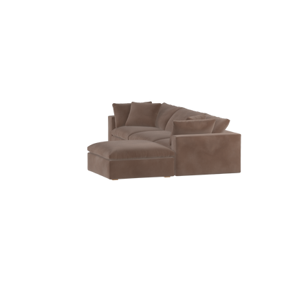 Canapé d'angle modulaire trois places Ari avec personnalisation complète du tissu