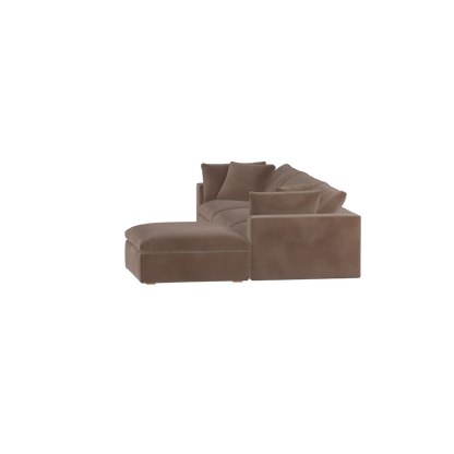 Canapé d'angle modulaire trois places Ari avec personnalisation complète du tissu