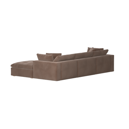 Canapé d'angle modulaire trois places Ari avec personnalisation complète du tissu