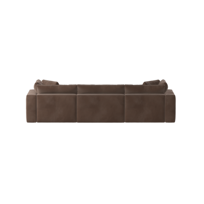 Canapé d'angle modulaire trois places Ari avec personnalisation complète du tissu