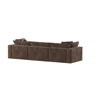 Canapé d'angle modulaire trois places Ari avec personnalisation complète du tissu