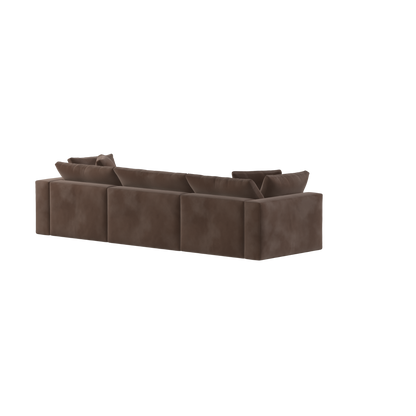 Canapé d'angle modulaire trois places Ari avec personnalisation complète du tissu