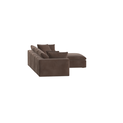 Canapé d'angle modulaire trois places Ari avec personnalisation complète du tissu