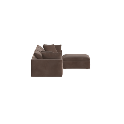 Canapé d'angle modulaire trois places Ari avec personnalisation complète du tissu