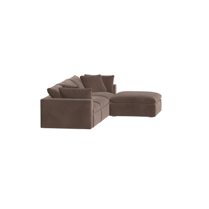 Canapé d'angle modulaire trois places Ari avec personnalisation complète du tissu