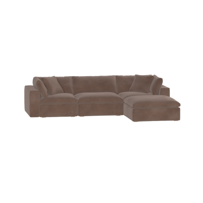Canapé d'angle modulaire trois places Ari avec personnalisation complète du tissu