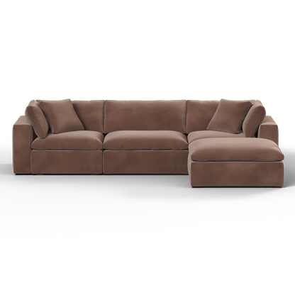 Canapé d'angle modulaire trois places Ari avec personnalisation complète du tissu