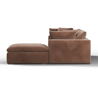 Canapé d'angle modulaire trois places Ari avec personnalisation complète du tissu