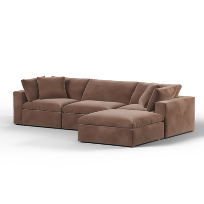 Canapé d'angle modulaire trois places Ari avec personnalisation complète du tissu