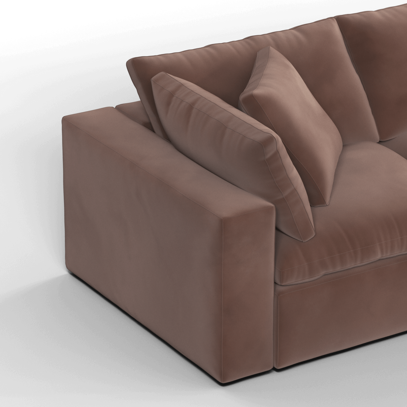 Canapé d'angle modulaire trois places Ari avec personnalisation complète du tissu