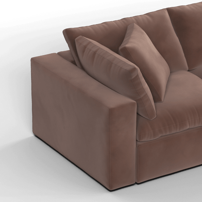 Canapé d'angle modulaire trois places Ari avec personnalisation complète du tissu