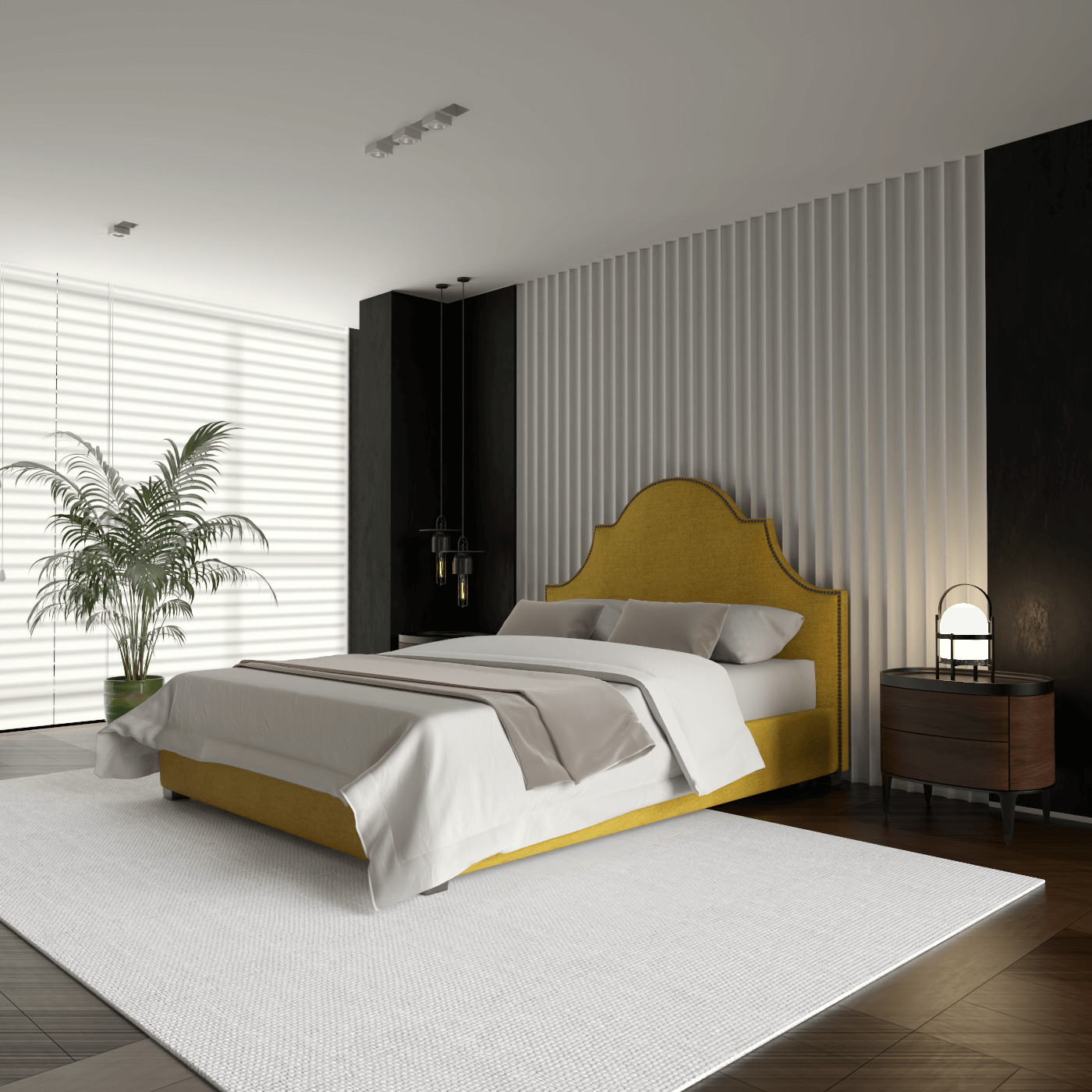 Ariana Double Bed with Elegant Headboard