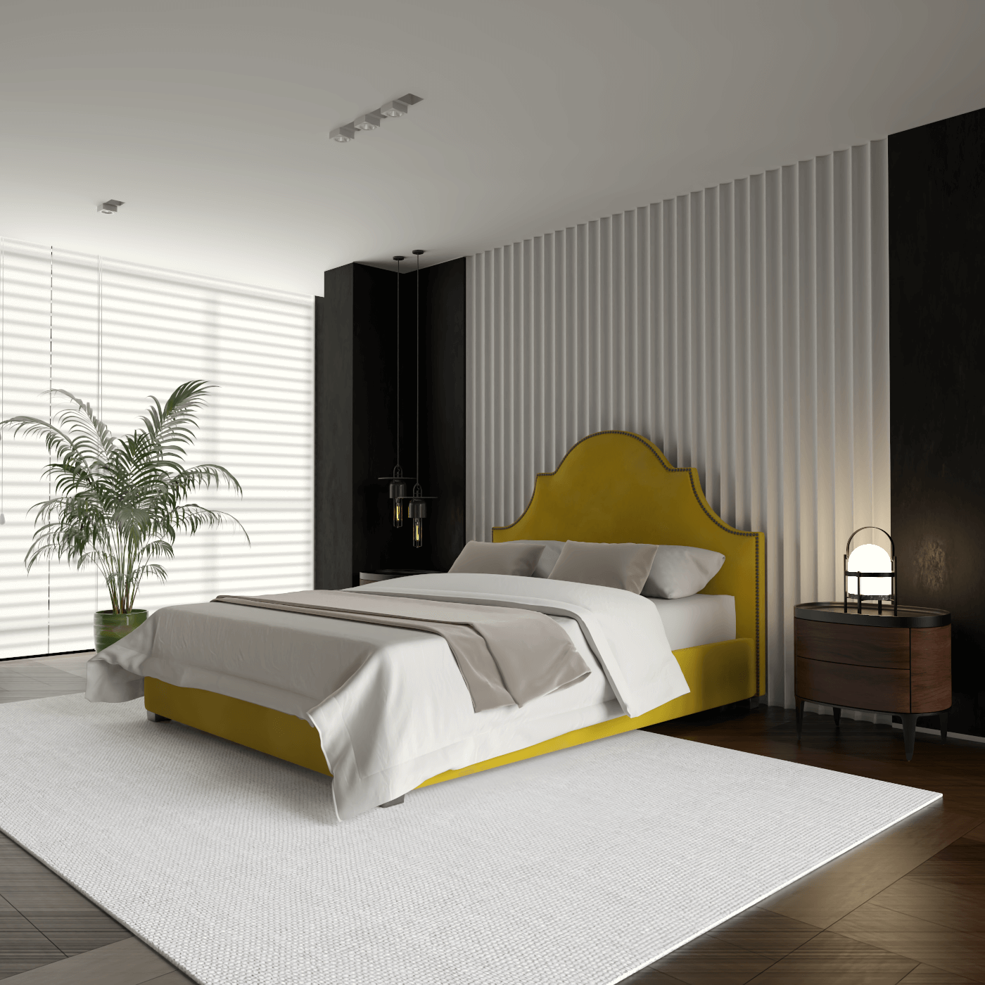 Ariana Double Bed with Elegant Headboard