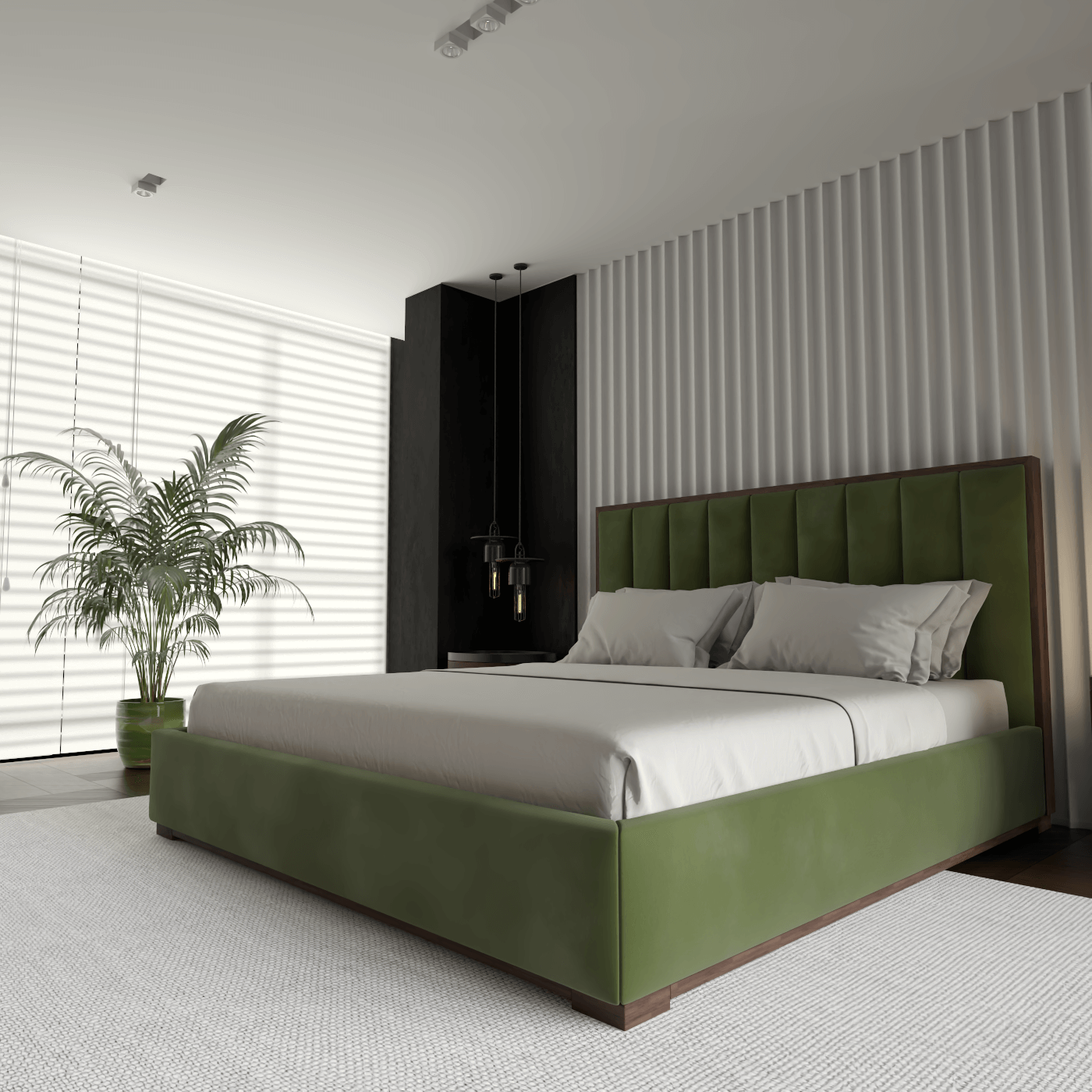 Ava Bed with Framed Vertical Headboard Panels