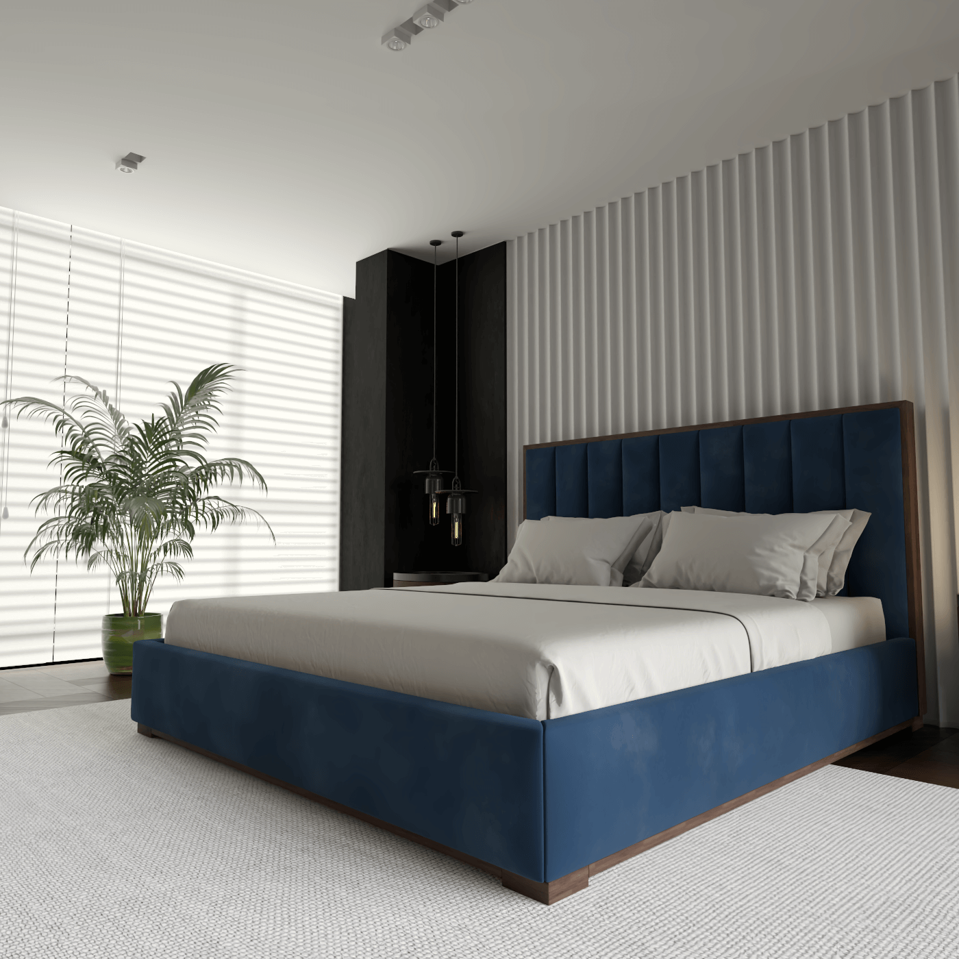 Ava Bed with Framed Vertical Headboard Panels