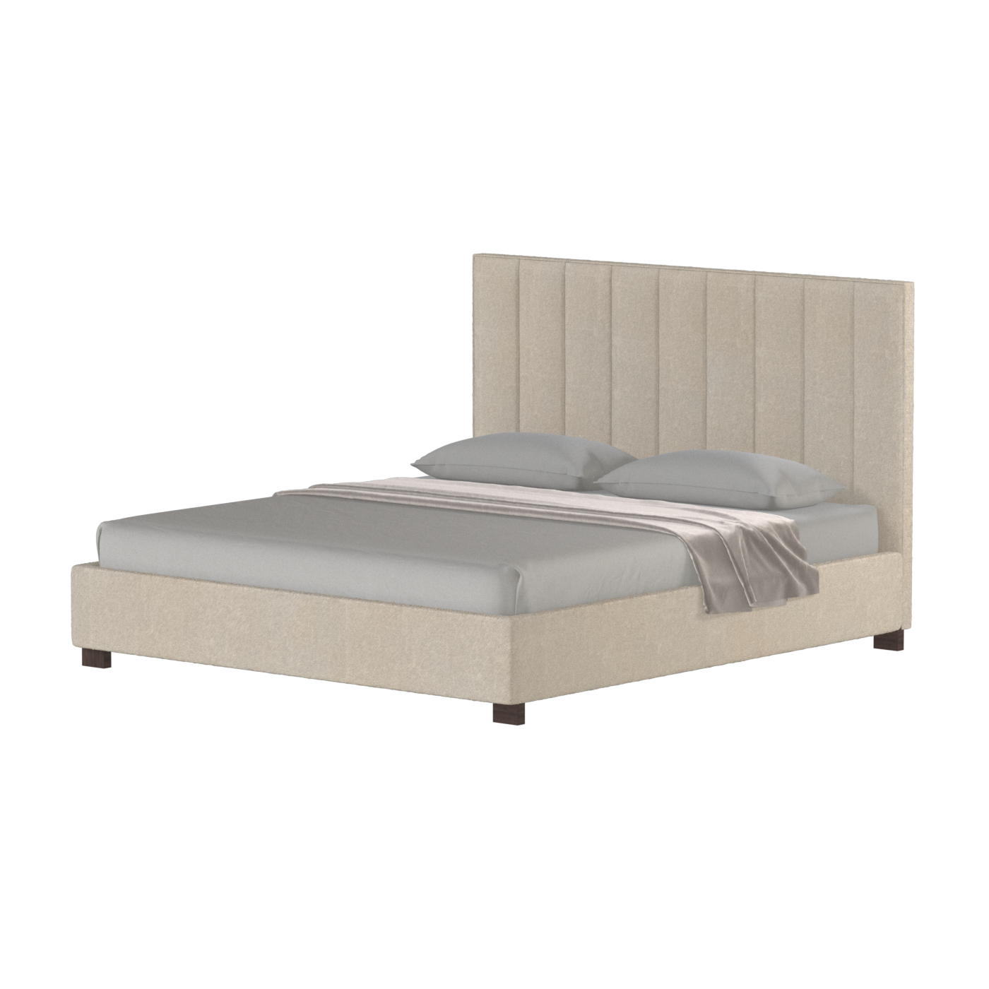 Lit à tête de lit haute Ava en tissu de luxe