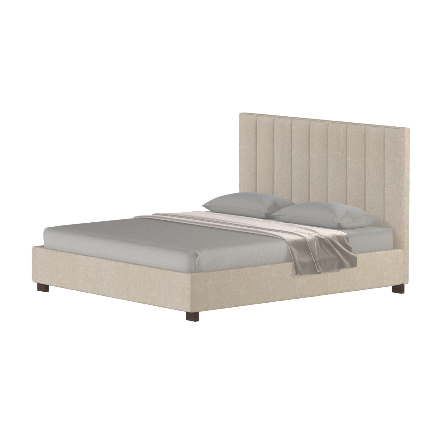 Lit à tête de lit haute Ava en tissu de luxe