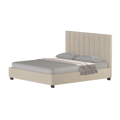 Lit à tête de lit haute Ava en tissu de luxe