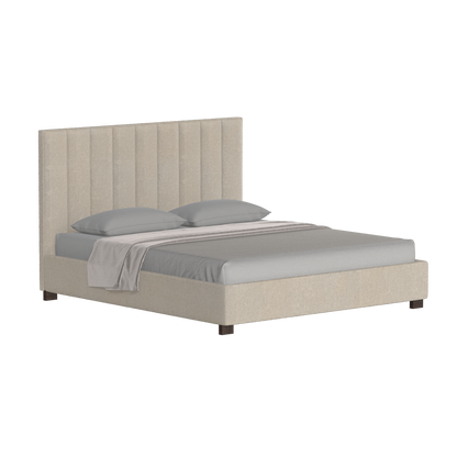 Lit à tête de lit haute Ava en tissu de luxe