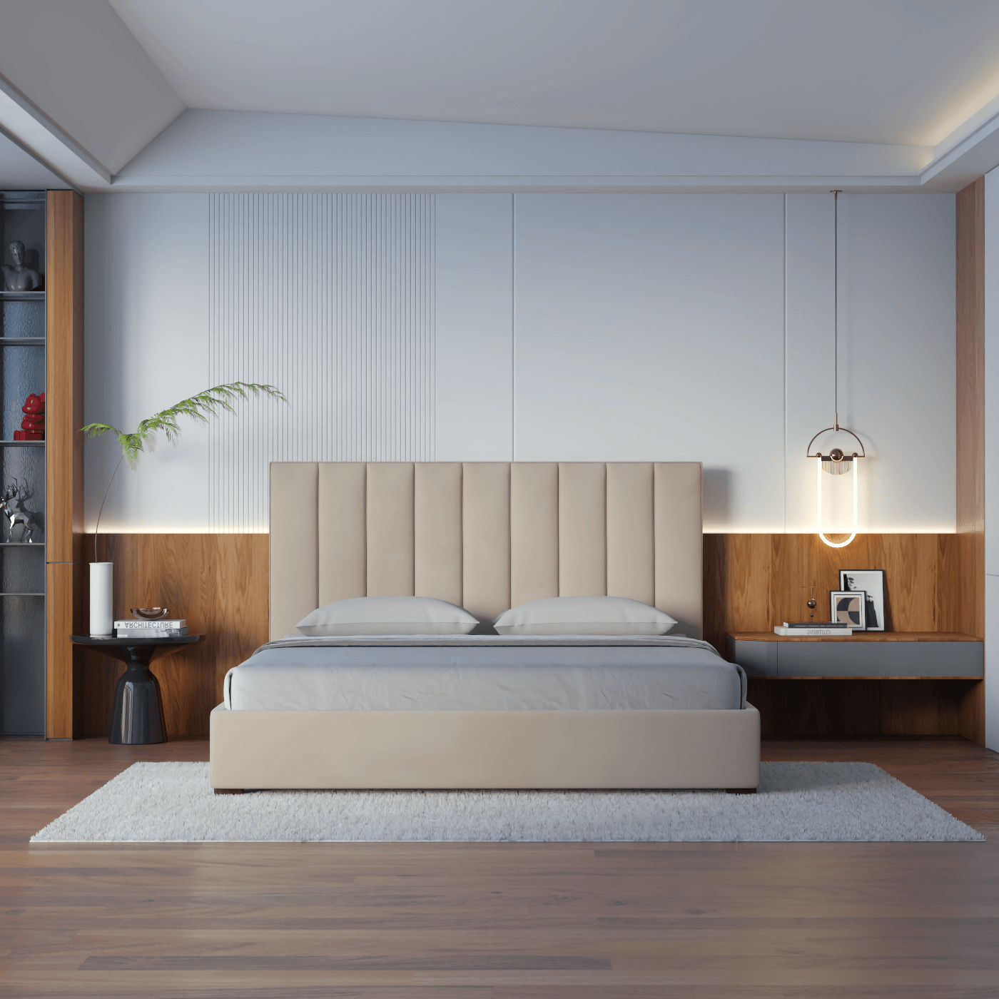 Ava High Headboard Bed in Luxe Fabric