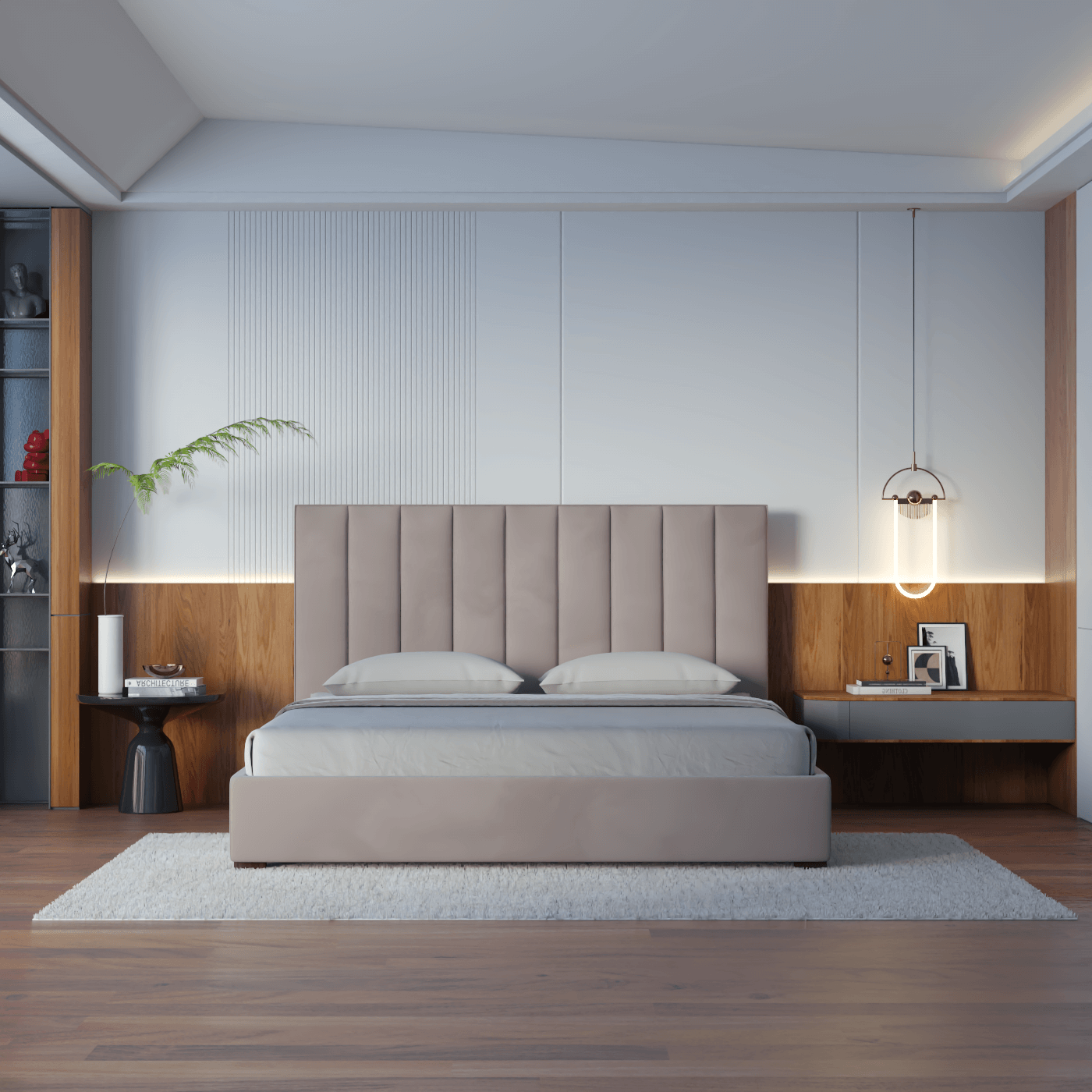 Ava High Headboard Bed in Luxe Fabric