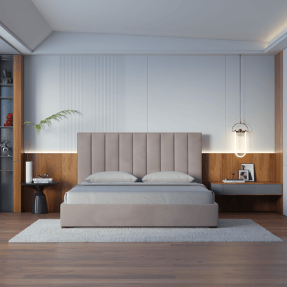 Ava High Headboard Bed in Luxe Fabric