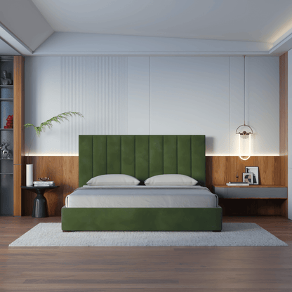 Ava High Headboard Bed in Luxe Fabric