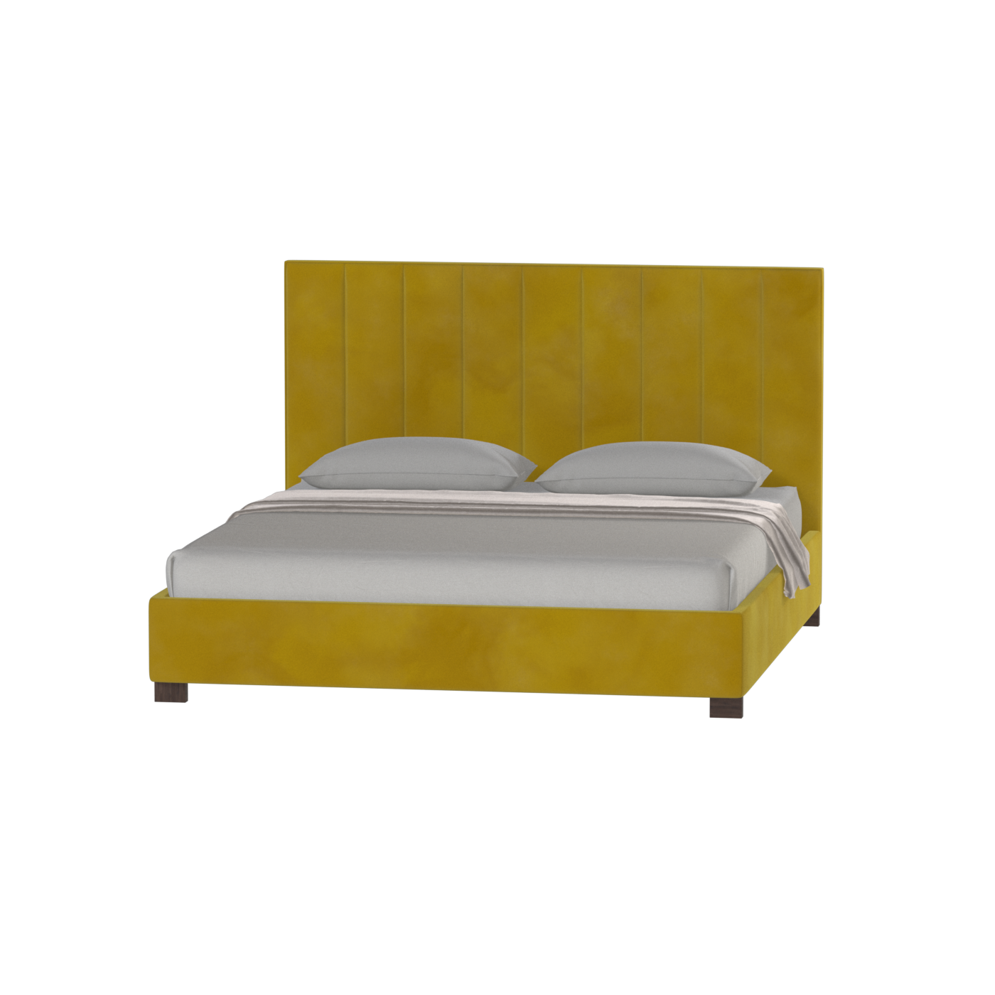 Lit à tête de lit haute Ava en tissu de luxe