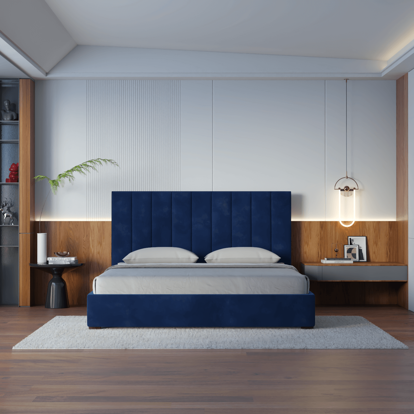 Ava High Headboard Bed in Luxe Fabric