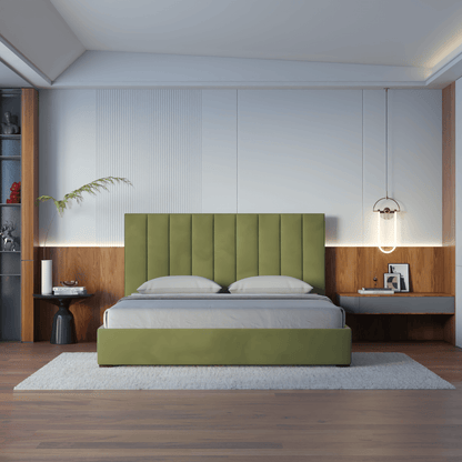 Ava High Headboard Bed in Luxe Fabric
