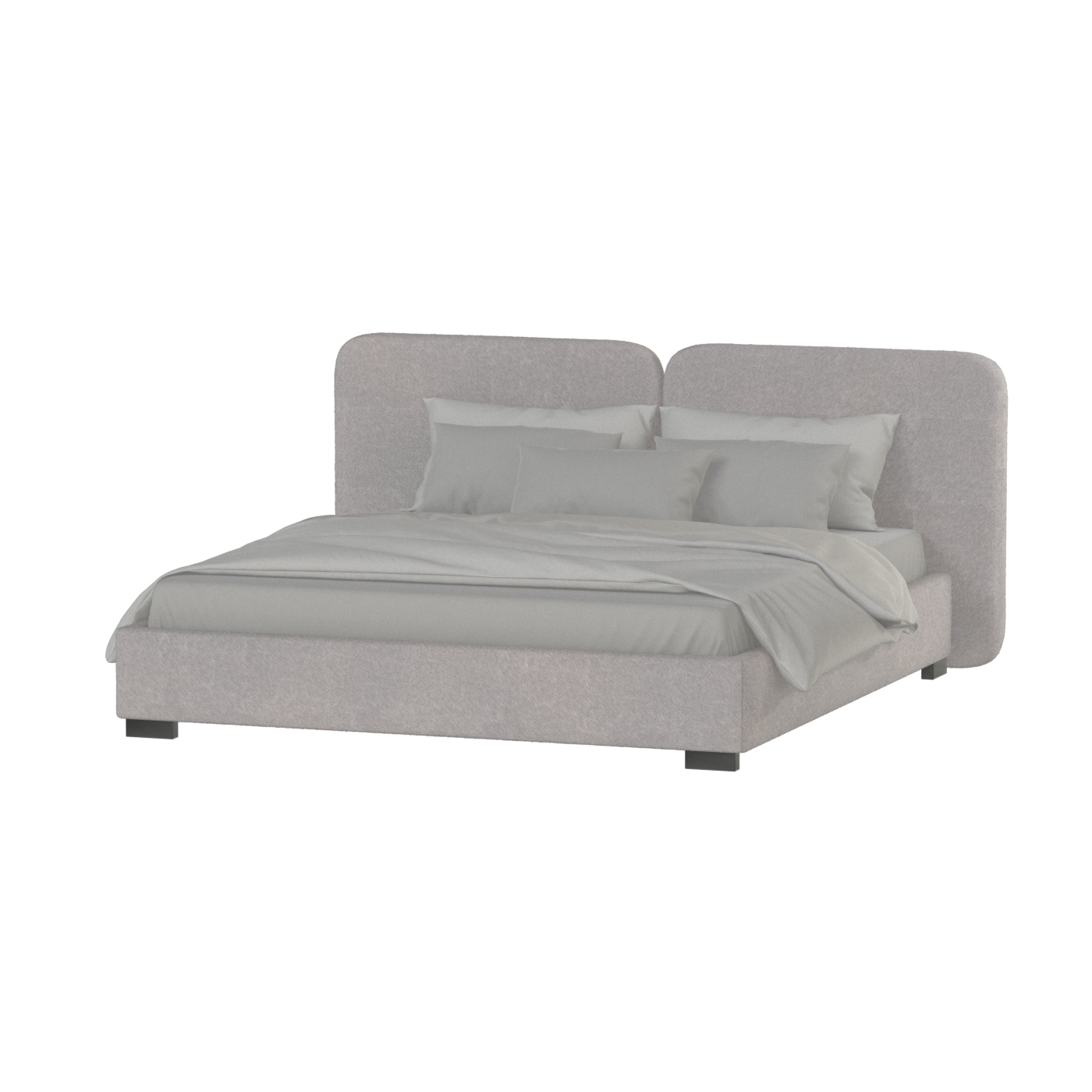 Lit double rembourré Chloé en tissu tissé doux