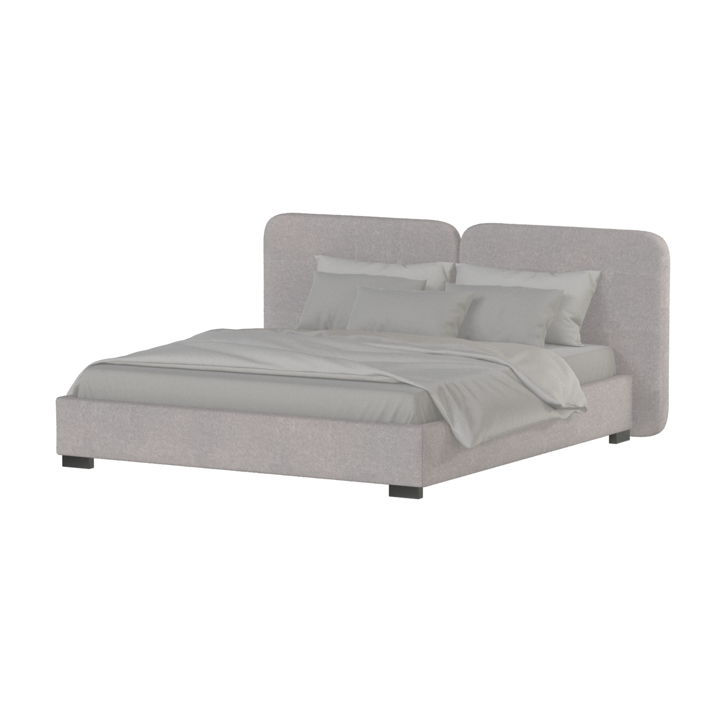 Lit double rembourré Chloé en tissu tissé doux