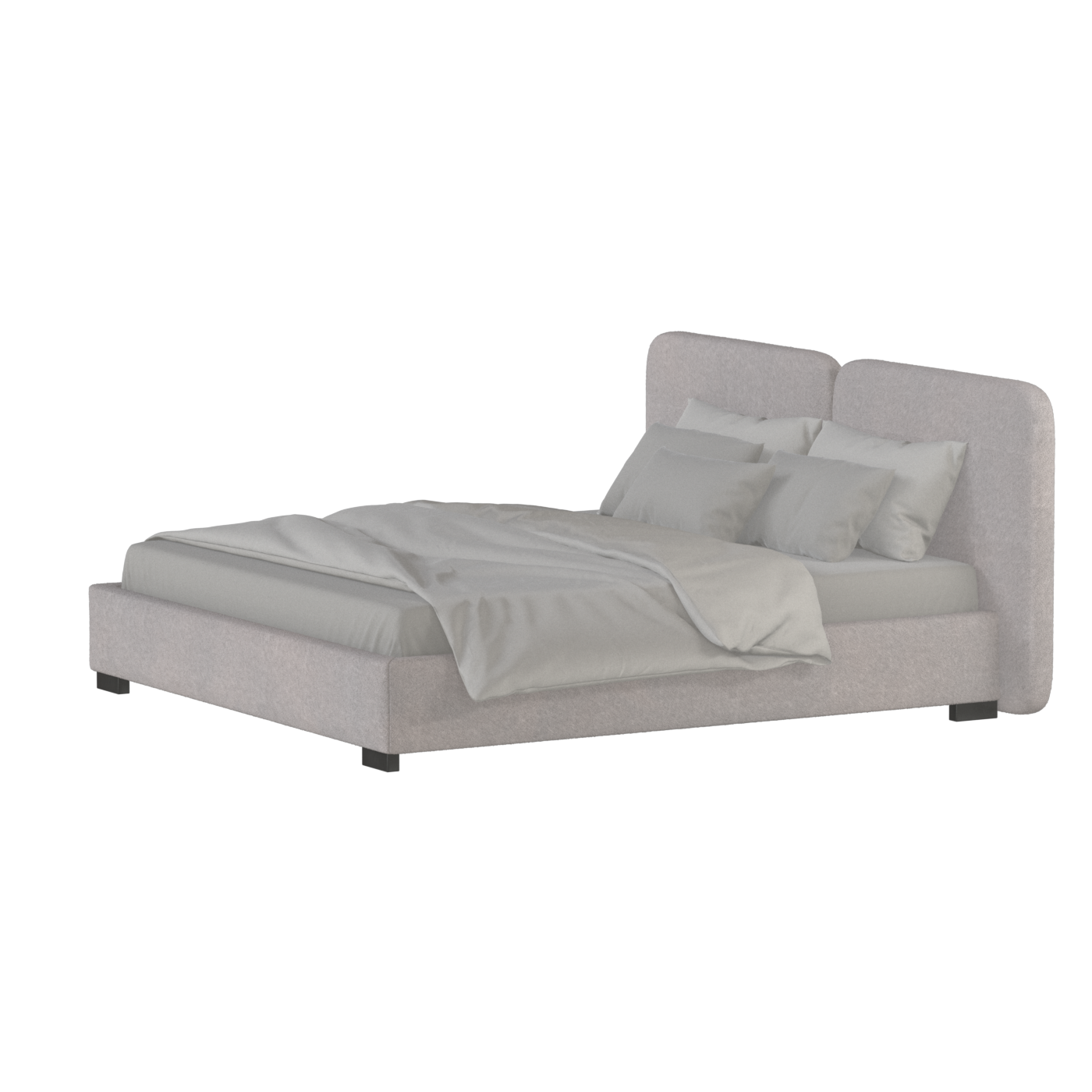 Lit double rembourré Chloé en tissu tissé doux