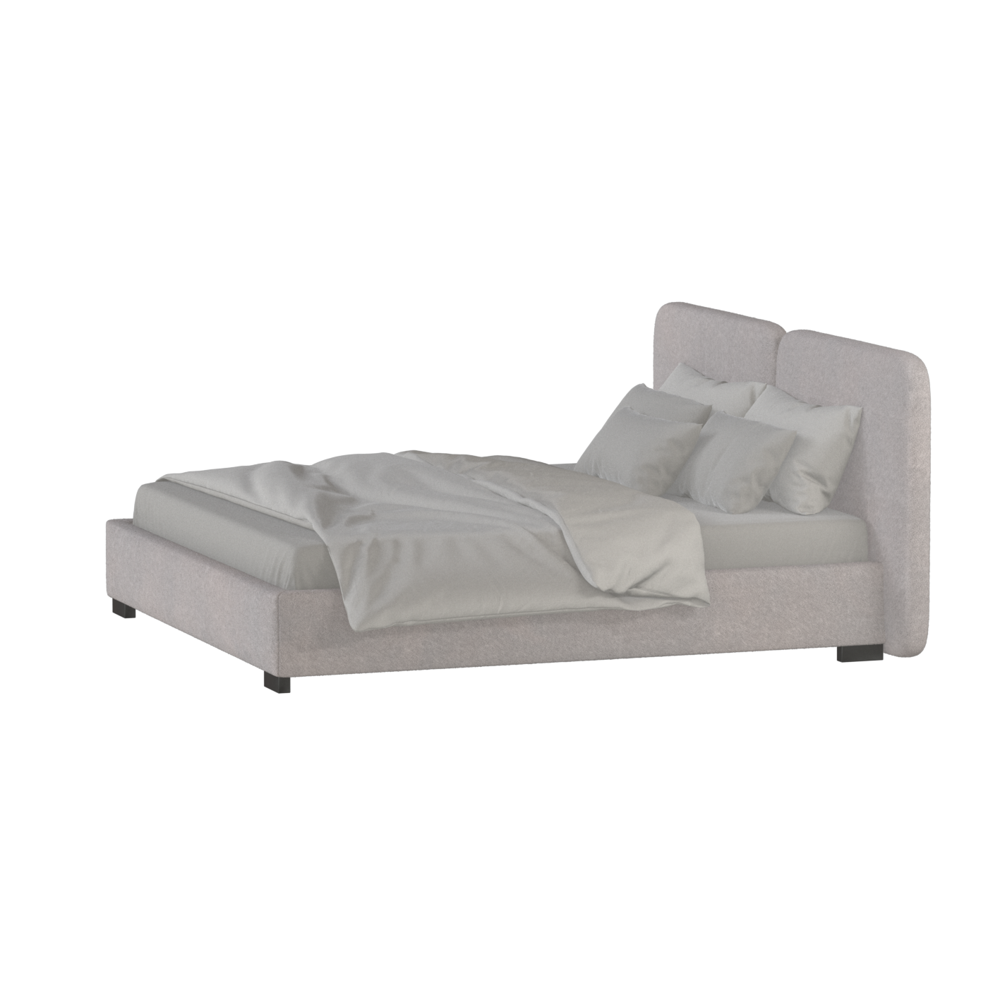 Lit double rembourré Chloé en tissu tissé doux